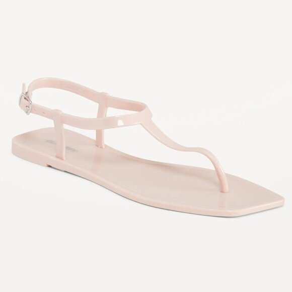 NWT Old Navy Pink Opaque Jelly T-Strap Sandals 8 - Picture 1 of 9